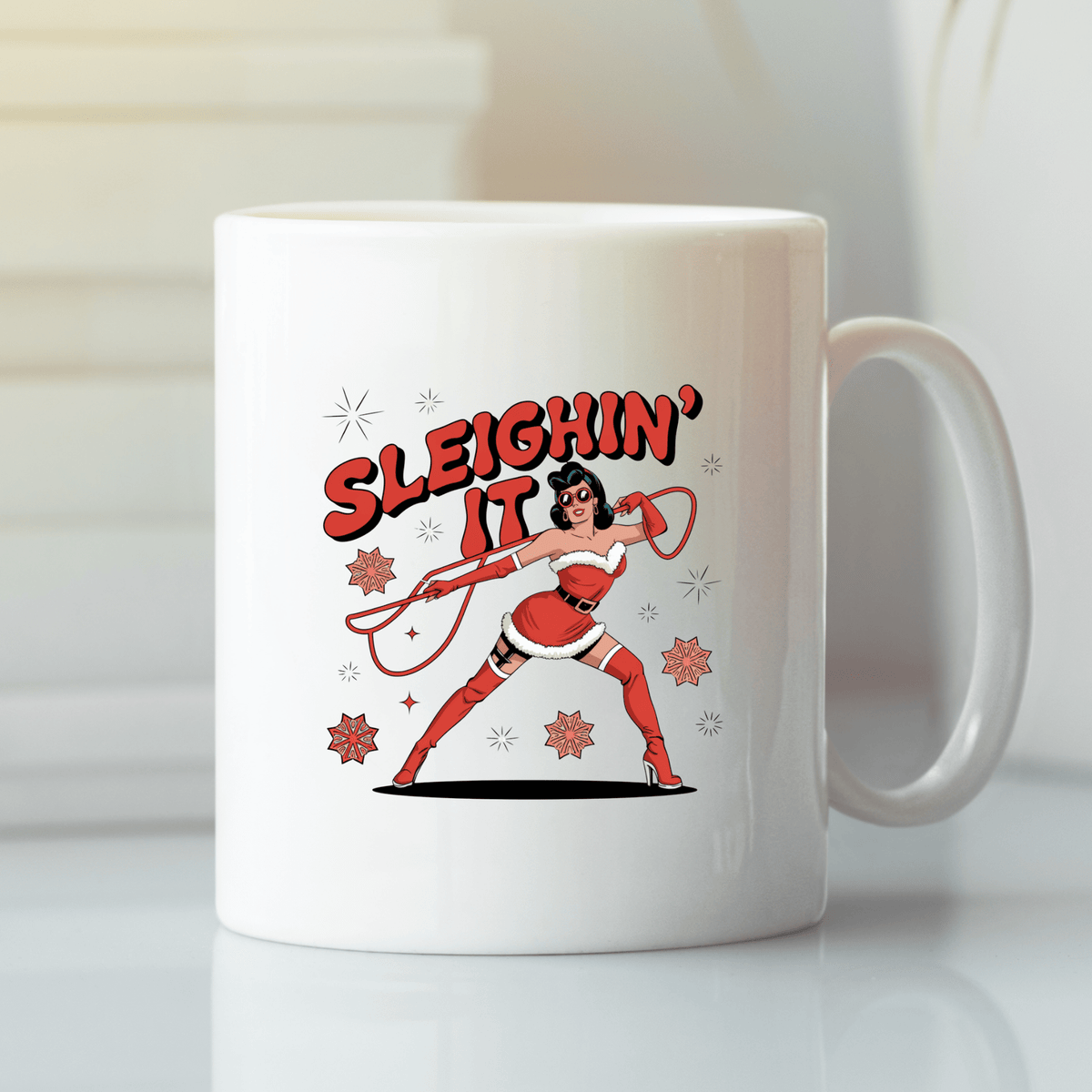 Sleighin’ It Mug | Funny Retro Christmas Coffee Cup - Granville Designs