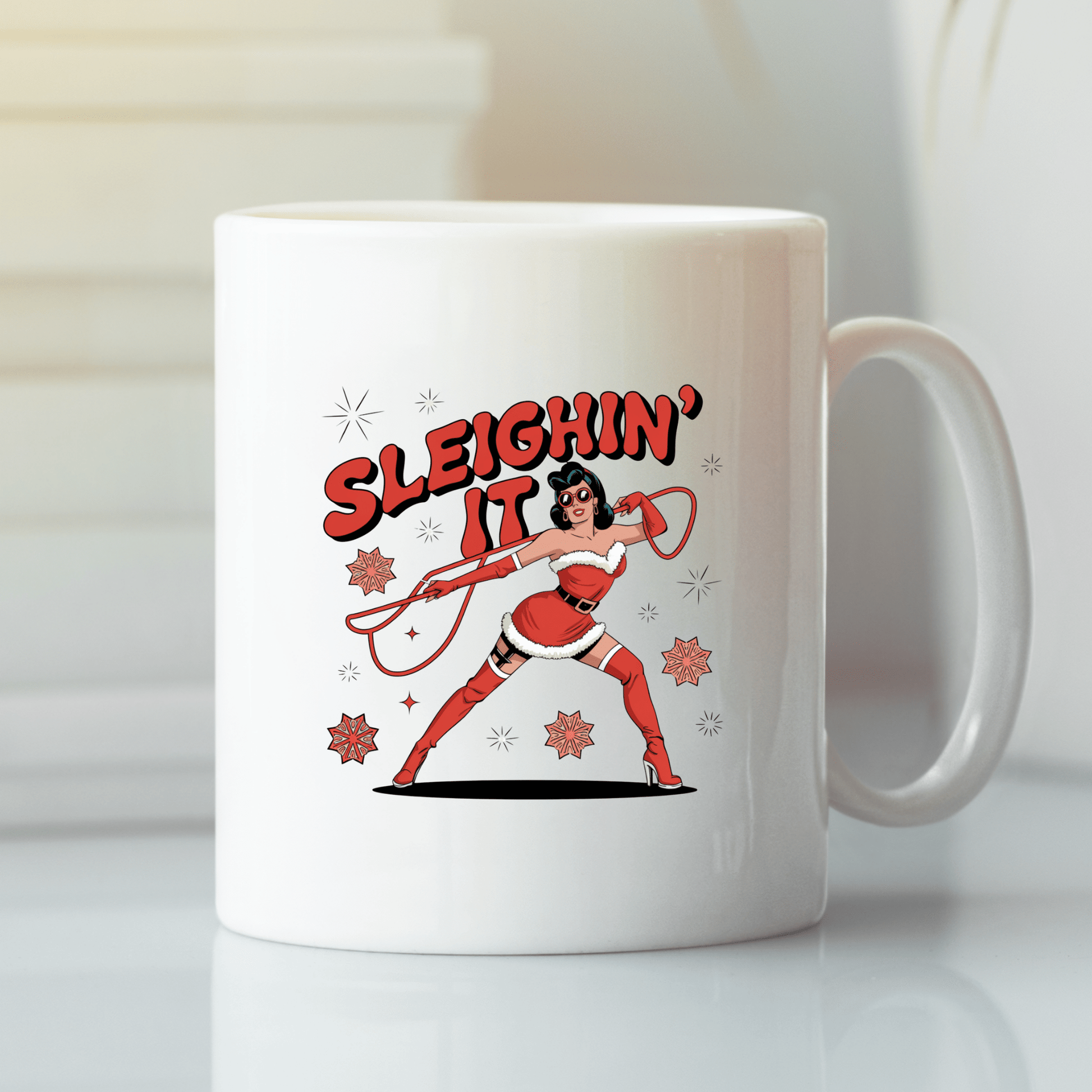 Sleighin’ It Mug | Funny Retro Christmas Coffee Cup - Granville Designs