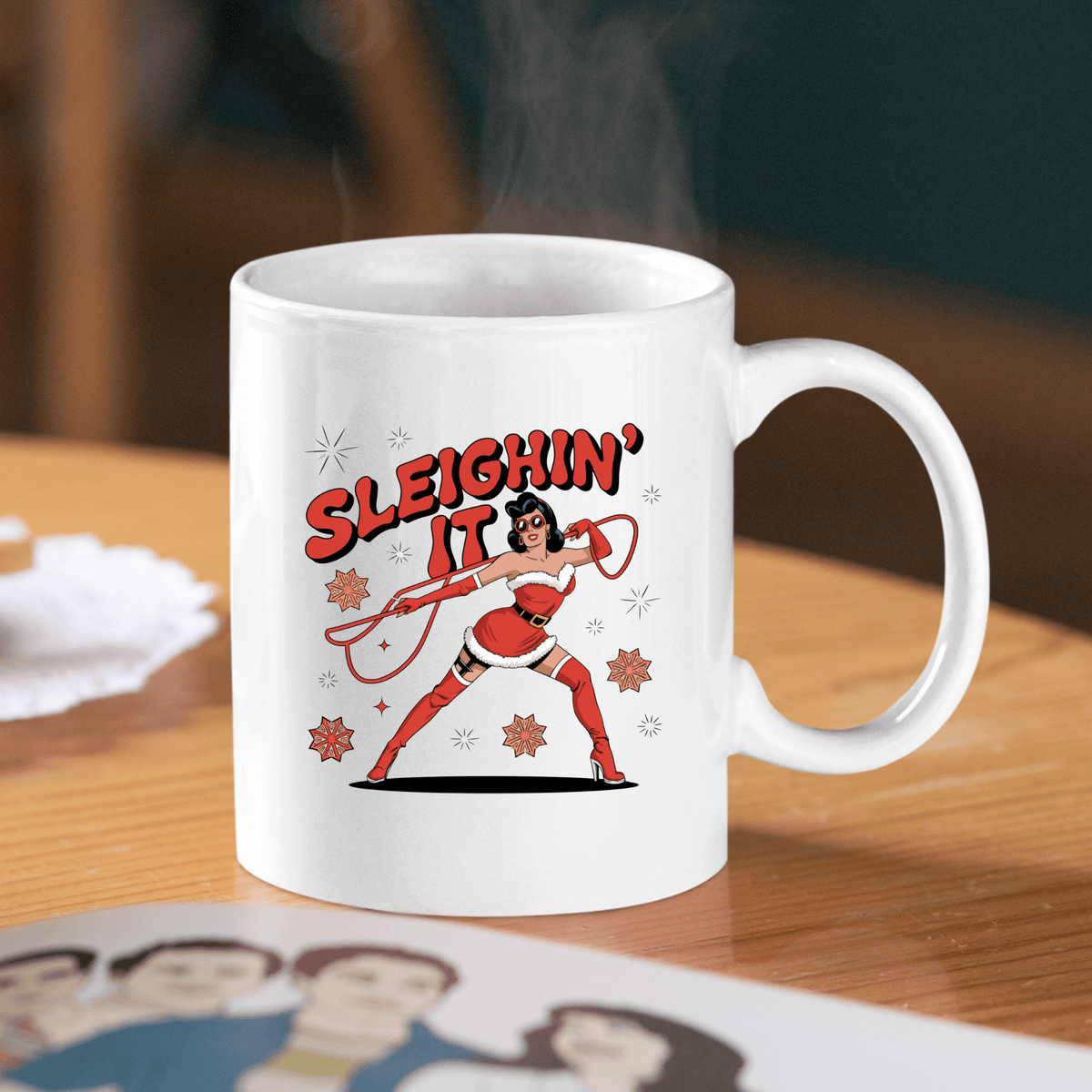 Sleighin’ It Mug | Funny Retro Christmas Coffee Cup - Granville Designs