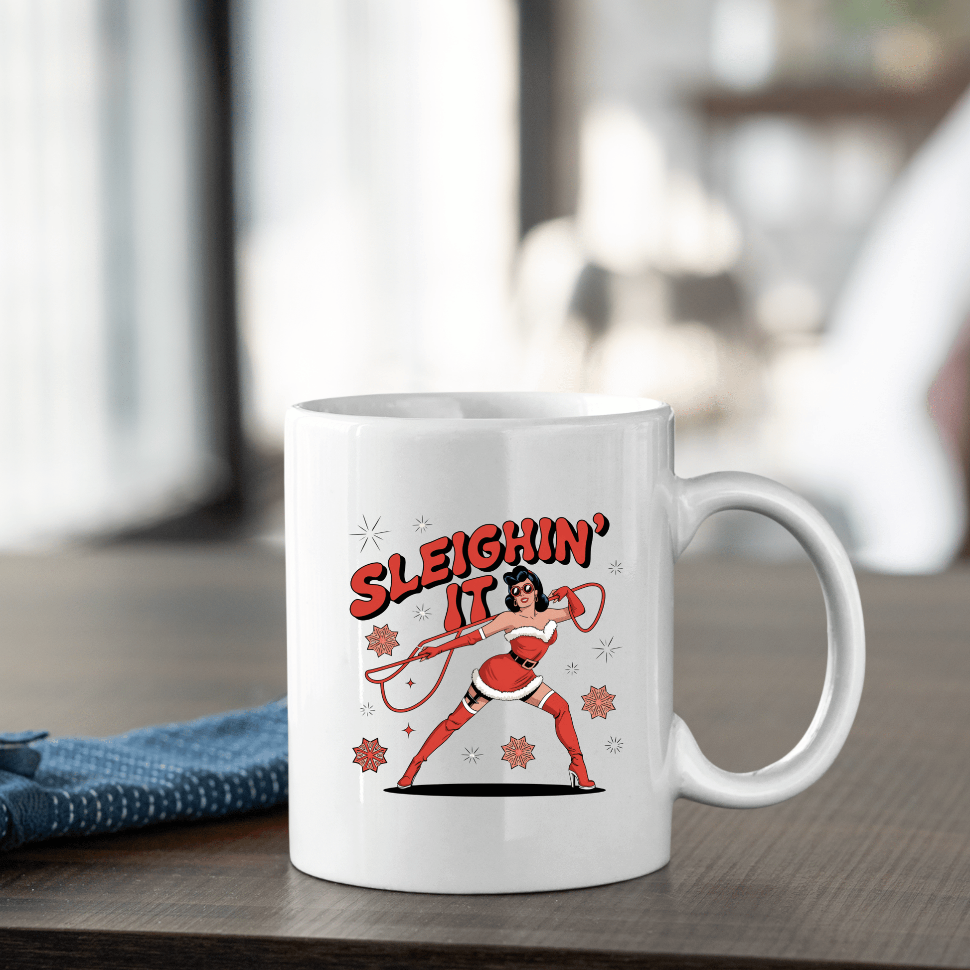 Sleighin’ It Mug | Funny Retro Christmas Coffee Cup - Granville Designs