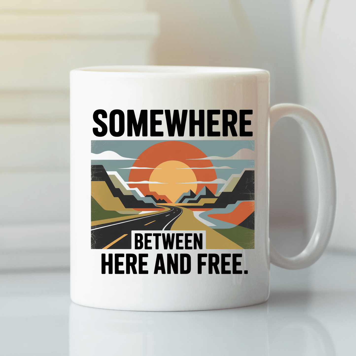 Somewhere Between Here and Free | Travel Lover Mug - Granville Designs