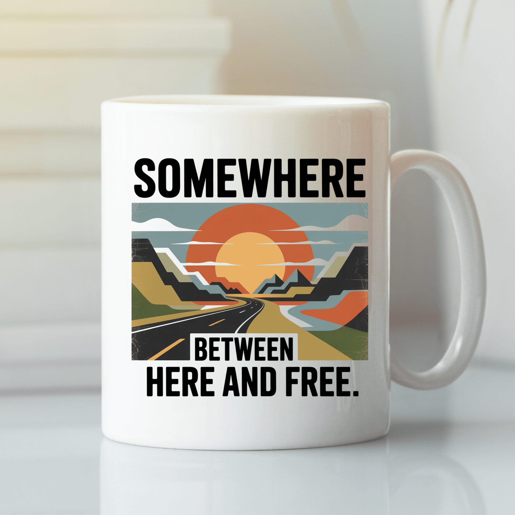 Somewhere Between Here and Free | Travel Lover Mug - Granville Designs