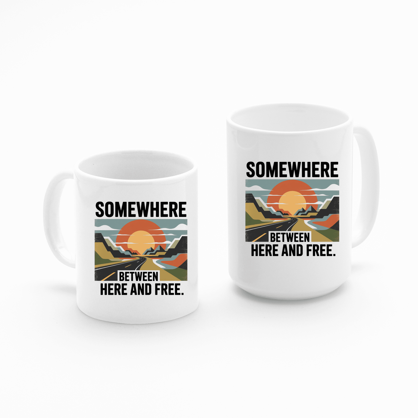 Somewhere Between Here and Free | Travel Lover Mug - Granville Designs