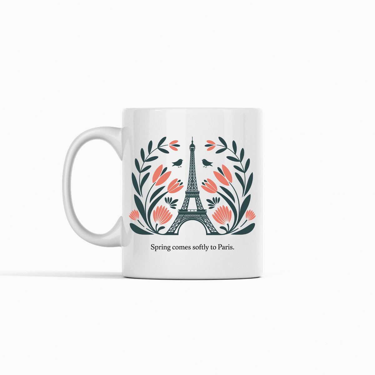 Spring Comes Softly To Paris Mug | Eiffel Tower Floral Design - Granville Designs