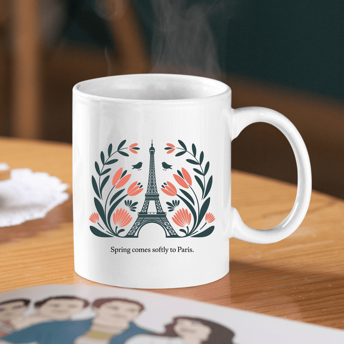Spring Comes Softly To Paris Mug | Eiffel Tower Floral Design - Granville Designs