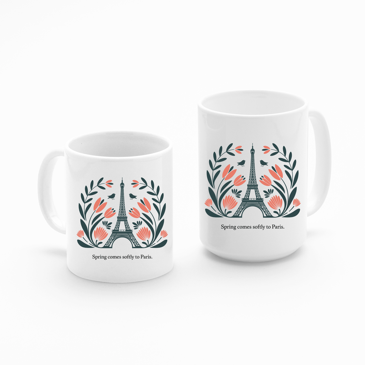 Spring Comes Softly To Paris Mug | Eiffel Tower Floral Design - Granville Designs